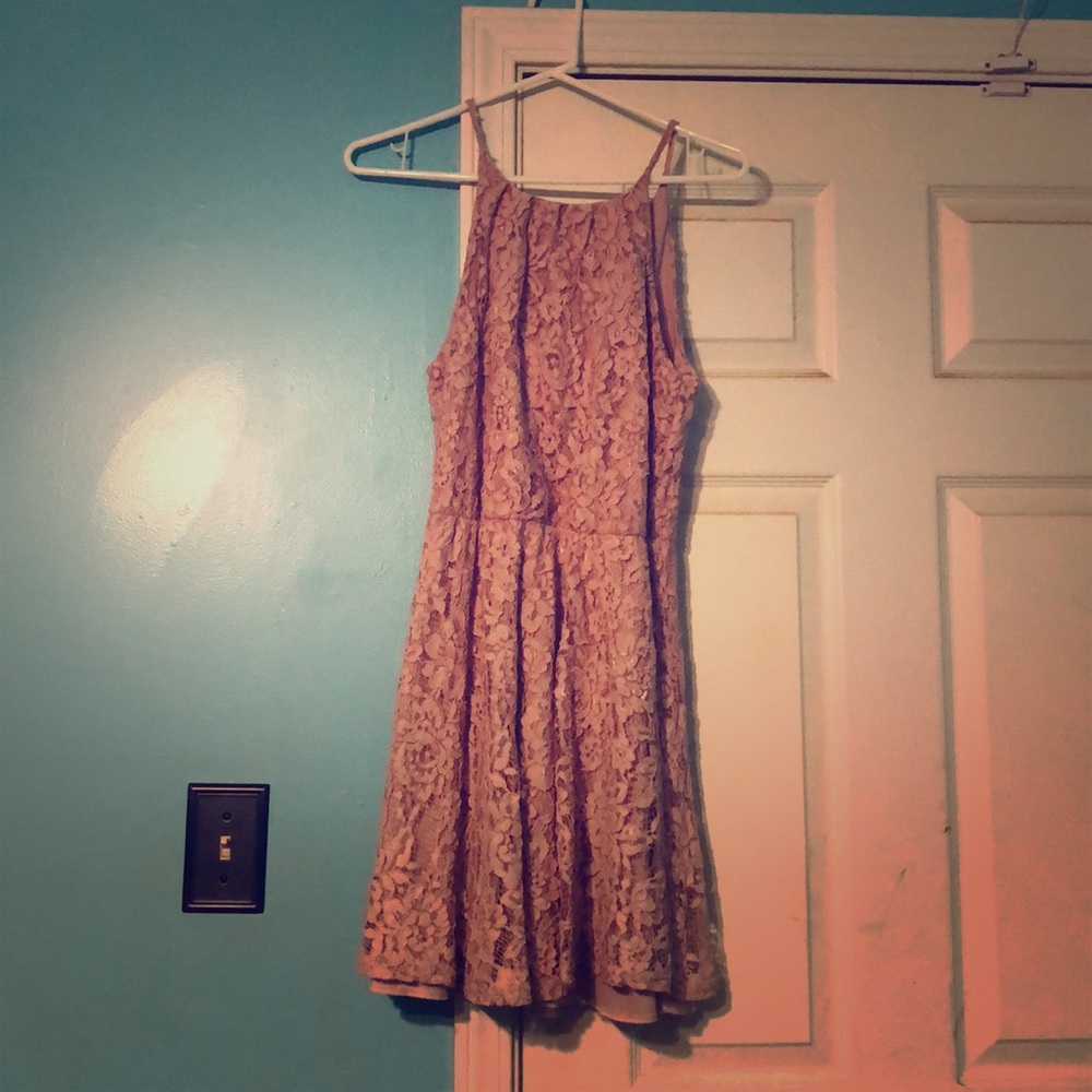 Rose gold dress with rose pattern